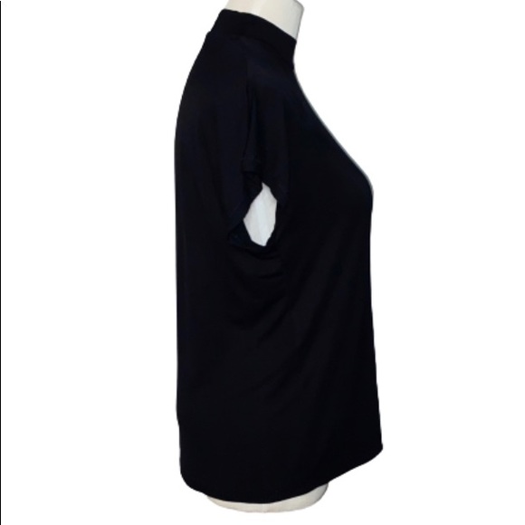 Zara Semi Sheer Black Short Sleeve Blouse Size Small - Picture 3 of 6